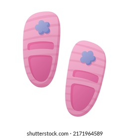 Toddler girl shoes, cute pink baby sandals with a flower. Vector cartoon isolated illustration.