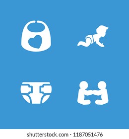 Toddler icon. collection of 4 toddler filled icons such as baby playing with another baby. editable toddler icons for web and mobile.