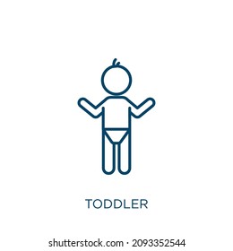 toddler icon. Thin linear toddler outline icon isolated on white background. Line vector toddler sign, symbol for web and mobile