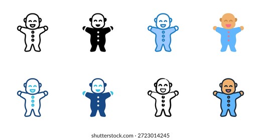 Toddler icons set multiple style collection. Editable stroke 
