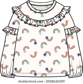 TODDLER AND KID GIRLS WEAR SWEAT SHIRT AND SWEAT TOP VECTOR ILLUSTRATION