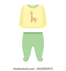 Toddler kids sleep suit. Infant baby clothes. Vector illustration isolated