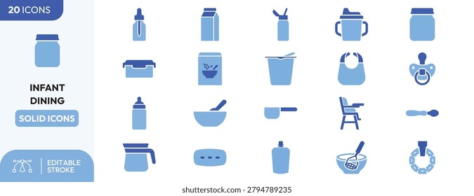 Toddler Mealtime Solid Icons Collection with Feeding Supplies.
