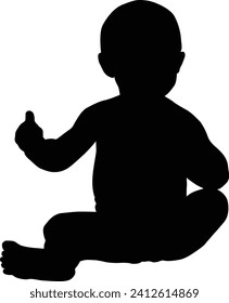 Toddler pose silhouette illustration in vector for your design
