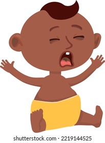Toddler Screaming. Crying Baby Cartoon Character