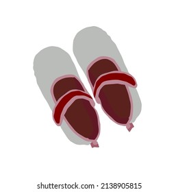 Toddler Shoes vector illustration in gray pink color. Doodle fashion icon in flat cartoon design style. Suitable for many purposes. 