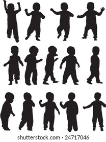 Toddler silhouettes - vector illustrations