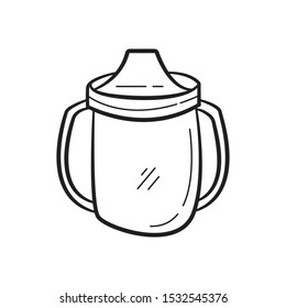 Toddler Sippy Cup Hand Drawn Outline Stock Vector