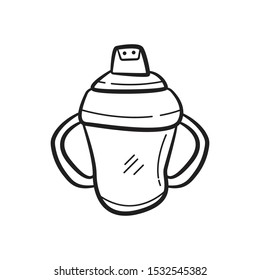 Toddler Sippy Cup Hand Drawn Outline Stock Vector