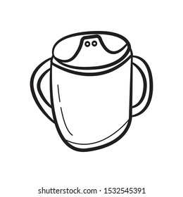 Toddler Sippy Cup Hand Drawn Outline Stock Vector