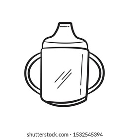 Toddler Sippy Cup Hand Drawn Outline Stock Vector