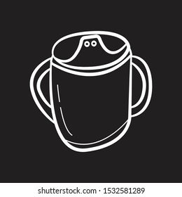 Toddler Sippy Cup Hand Drawn icon flat black