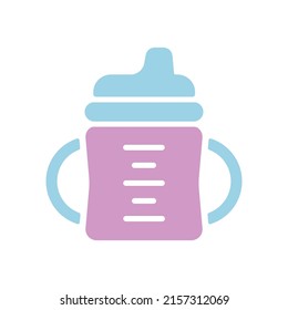 Toddler sippy cup isolated vector glyph icon. Graph symbol for children and newborn babies web site and apps design, logo, app, UI