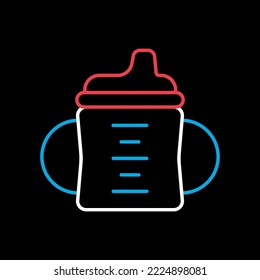 Toddler sippy cup isolated vector on black background icon. Graph symbol for children and newborn babies web site and apps design, logo, app, UI