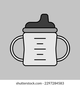 Toddler sippy cup isolated vector grayscale icon. Graph symbol for children and newborn babies web site and apps design, logo, app, UI
