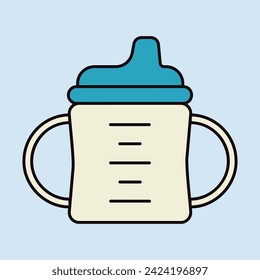 Toddler sippy cup isolated vector icon. Graph symbol for children and newborn babies web site and apps design, logo, app, UI