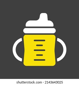 Toddler sippy cup vector glyph icon. Graph symbol for children and newborn babies web site and apps design, logo, app, UI