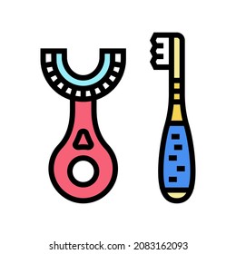 toddler toothbrush color icon vector. toddler toothbrush sign. isolated symbol illustration