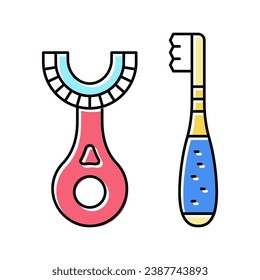 toddler toothbrush color icon vector. toddler toothbrush sign. isolated symbol illustration