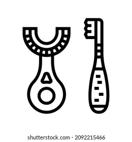 toddler toothbrush line icon vector. toddler toothbrush sign. isolated contour symbol black illustration