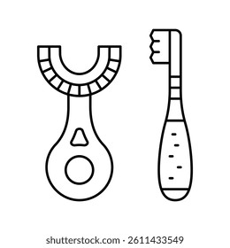 toddler toothbrush line icon vector. toddler toothbrush sign. isolated contour symbol black illustration