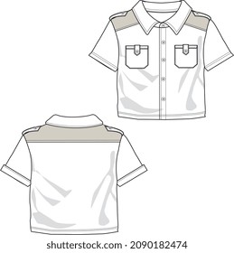 TODDLER WEAR SHIRTS FASHION DESIGN FLAT SKETCH VECTOR