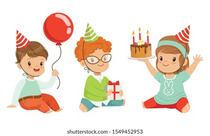 Toddlers birthday. Vector illustration on a white background.