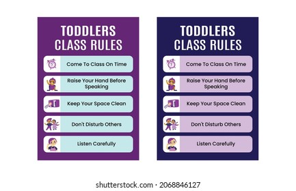 Toddlers Class Rules Poster Design