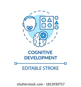 Toddlers Cognition Concept Icon. Infant Cognitive Activities. Day Care Center. Baby Cognitive Development Idea Thin Line Illustration. Vector Isolated Outline RGB Color Drawing. Editable Stroke