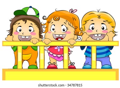 Toddlers in Crib (Day Care) - Vector