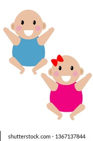 Toddlers, flat illustration. 