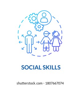 Toddlers Social Skills Concept Icon. Early Childhood Education. Kids Interactions. Kindergarten. Interpersonal Skills Idea Thin Line Illustration. Vector Isolated Outline RGB Color Drawing