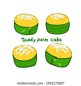 Toddy palm cake in Thai Language it mean “Toddy palm cake”