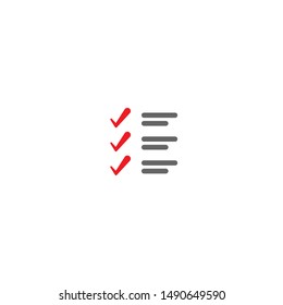 To-do check list with ticks and points. Clipboard with check marks. Black and red line squared flat icon isolated on white. Portfolio symbol. Vector illustration. 