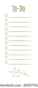 To-do checklist with circles. Minimal printable list template with hand-drawn autumn leaves for planners and journals