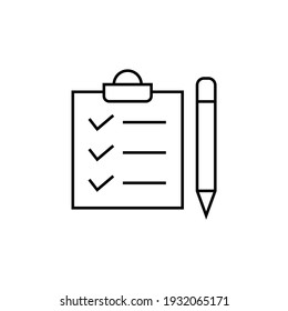 Todo, checklist tasks icon in flat black line style, isolated on white background 