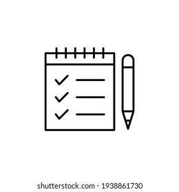 Todo, checklist tasks icon in flat black line style, isolated on white background 