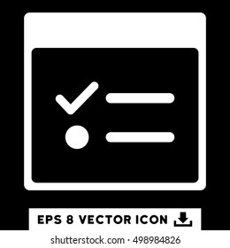 Todo Items Calendar Page icon. Vector EPS illustration style is flat iconic symbol, white color.