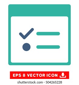 Todo Items Calendar Page icon. Vector EPS illustration style is flat iconic bicolor symbol, cobalt and cyan colors.