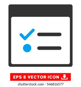 Todo Items Calendar Page icon. Vector EPS illustration style is flat iconic bicolor symbol, blue and gray colors.