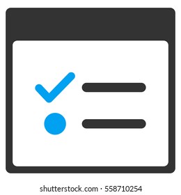 Todo Items Calendar Page vector toolbar icon. Style is bicolor flat icon symbol, blue and gray colors, white background.