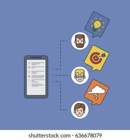  to-do list app on smartphone - illustration, vector