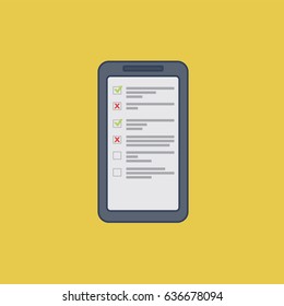  to-do list app on smartphone - illustration, vector