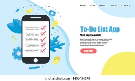 To-Do list apps. Task manager concepts. Online action plan concept. Business, time management	