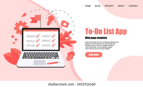 To-Do list apps. Task manager concepts. Online action plan concept. Business, time management	