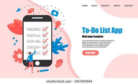 To-Do list apps. Task manager concepts. Online action plan concept. Business, time management	