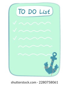 To-do list with blank space for text. Hand-drawn cute striped note paper sheet. Cartoon illustration of decorative note paper.