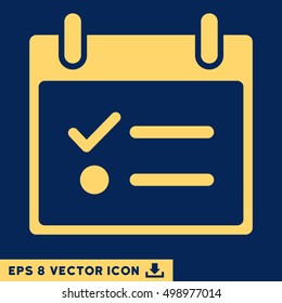 Todo List Calendar Day icon. Vector EPS illustration style is flat iconic symbol, yellow color.