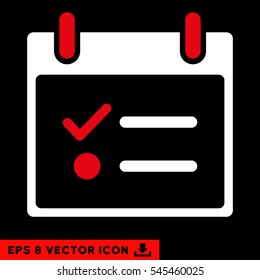 Todo List Calendar Day icon. Vector EPS illustration style is flat iconic bicolor symbol, red and white colors.