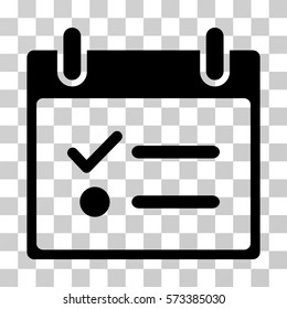 Todo List Calendar Day icon. Vector illustration style is flat iconic symbol, black color, transparent background. Designed for web and software interfaces.